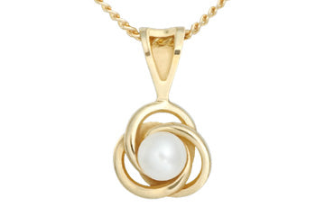 14K Yellow Gold Swirl Button Pearl Pendant With Chain Alain Raphael