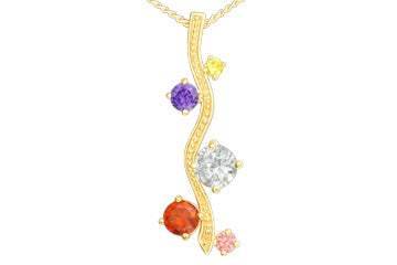 14K Yellow Gold Synthetic Birthstone Family Pendant with Chain Alain Raphael