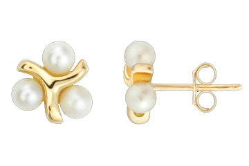 14K Yellow Gold Windmill Pearl Earrings Alain Raphael