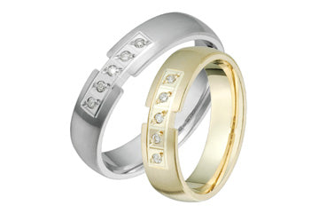 14K Yellow & White Gold 5-Stone Diamond Wedding Band Set Alain Raphael
