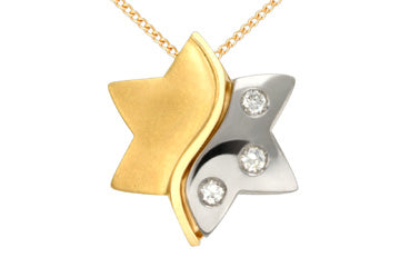 14K Yellow and White Gold Diamond Star Pendant With Chain Alain Raphael