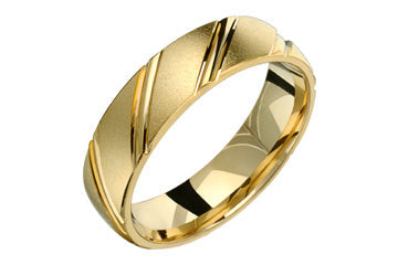 14kt Diagonally Engraved Yellow Gold Wedding Band Alain Raphael