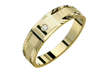 14kt Tapered Yellow Gold Wedding Band with Diamond Alain Raphael