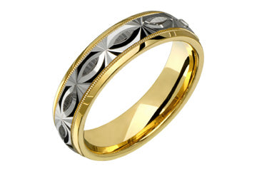 14kt Two-Tone Engraved Wedding Band Alain Raphael