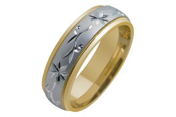 14kt Two-Tone Wedding Band with Center Engraving Alain Raphael