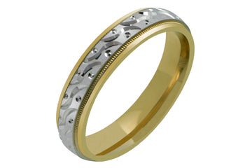 14kt Two-Tone Wedding Band with Engraving Alain Raphael