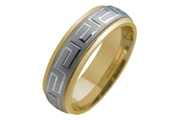 14kt Two-Tone Wedding Band with Greek-Key Design Alain Raphael