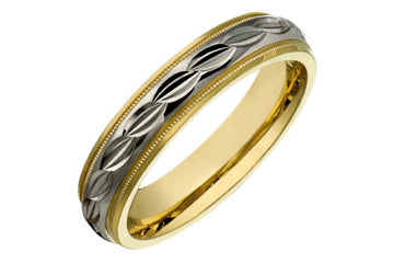 14kt Two-Tone Wedding With Engraved Center Alain Raphael