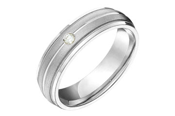 14kt White Gold Diamond Engraved Wedding Band Alain Raphael