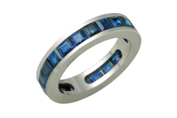 14kt White Gold  Square Blue Sapphire Eternity Ring Alain Raphael
