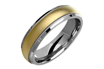 14kt White Gold Wedding Band With Yellow Gold Center Alain Raphael