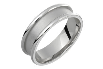 14kt White Gold Wedding Band with Grooved Edges Alain Raphael