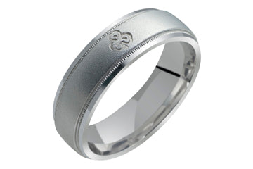 14kt White Gold Wedding Band with Shamrock Design Alain Raphael