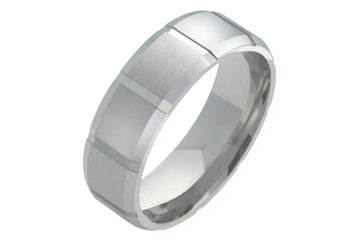 14kt White Gold Wedding with Parallel Engraving Alain Raphael