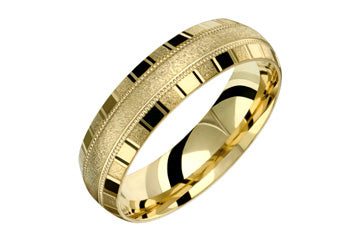 14kt Yellow Gold Checkered Edges Wedding Band Alain Raphael