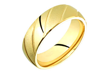 14kt Yellow Gold Comfort Fit Diagonal Engraving Wedding Band Alain Raphael