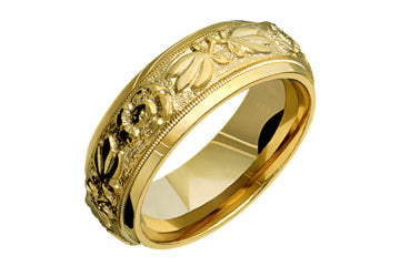 14kt Yellow Gold Flower Engraved Wedding Band Alain Raphael