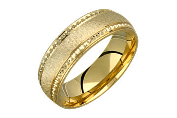 14kt Yellow Gold Wedding Band with Beaded Design Alain Raphael