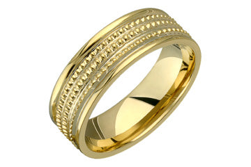 14kt Yellow Gold Wedding Band with Beaded Engraving Alain Raphael