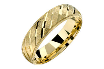 14kt Yellow Gold Wedding Band with Diagonal Design Alain Raphael