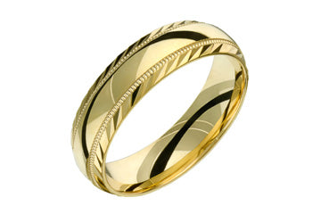 14kt Yellow Gold Wedding Band with Engraving Alain Raphael