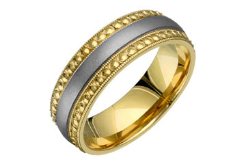 14kt Yellow and White Gold Beaded Edge Wedding Band Alain Raphael