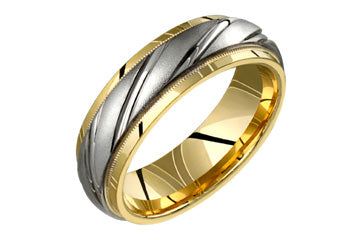 14kt Yellow and White Gold Diagonal Design Wedding Band Alain Raphael