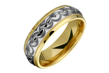 14kt Yellow and White Gold Engraved Wedding Band Alain Raphael