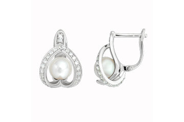 16/25 Carat White Gold 14kt Diamond and Pearl Earrings Alain Raphael