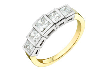 17/20 Carat 14kt Two-Tone Princess Cut Diamond Ring Alain Raphael