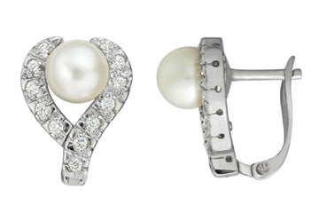17/50 Carat Diamond & Cultured Pearl White Gold Earrings Alain Raphael
