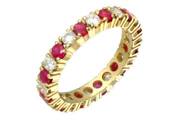 18/25 Carat Diamond & Ruby Yellow Gold Eternity Ring Alain Raphael