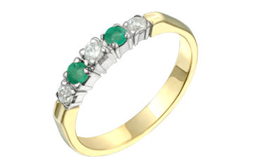2/11 Carat Emerald & Diamond Semi-Eternity Ring Alain Raphael
