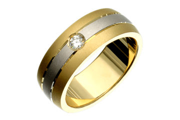 2/25 Carat Yellow and White Gold 14kt Diamond Wedding Band Alain Raphael