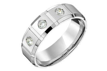 21/100 Carat White Gold 14kt Three-Stone Diamond Wedding Band Alain Raphael