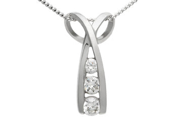 21/50 Carat Three-Stone Diamond 14K Pendant With Chain Alain Raphael