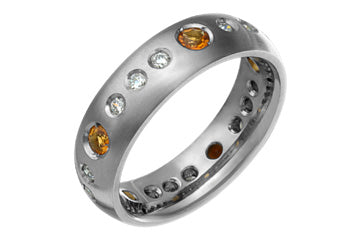 29/50 Carat White & Orange Diamond Eternity Titanium Ring Alain Raphael