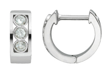 3/10 Carat Three Stone 14K White Gold Diamond Huggie Earrings Alain Raphael
