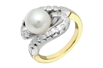 3/10 Carat Two-Tone Serpentine Pearl & Diamond Ring Alain Raphael