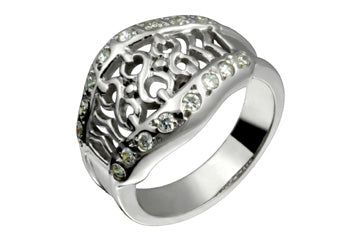3/10 Carat White Gold Carved Diamond Ring Alain Raphael