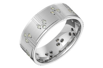 3/10 Carat White Gold Engraved 14kt Diamond Wedding Band Alain Raphael