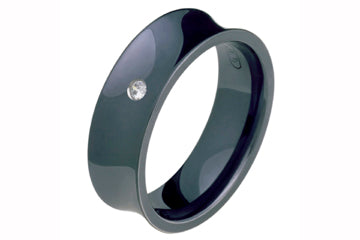 3/100 Carat Black Titanium Concaved Ring with Diamond Alain Raphael