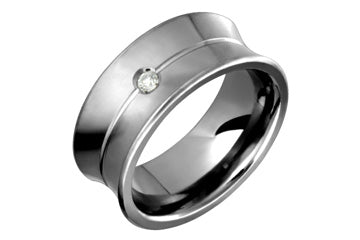 3/100 Carat Concave Engraved Diamond Titanium Ring Alain Raphael