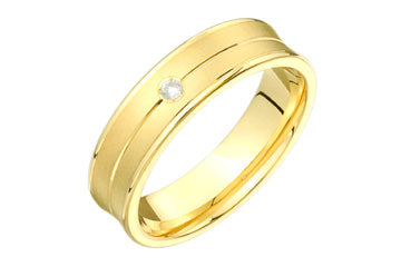 3/100 Carat Concaved 14kt Yellow Gold Engraved Diamond Wedding Band Alain Raphael