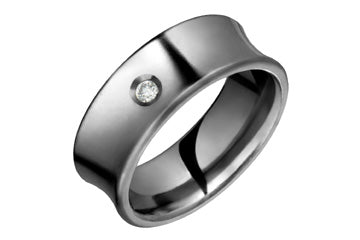 3/100 Carat Diamond Concave Titanium Ring Alain Raphael