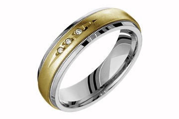 3/100 Carat Titanium and Yellow Gold Diamond Wedding Band Alain Raphael