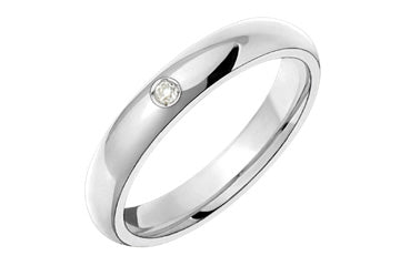 3/100 Carat White Gold 14kt Domed Wedding Band with Diamond Alain Raphael