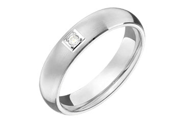 3/100 Carat White Gold Domed Wedding Band with Diamond Alain Raphael