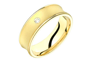 3/100 Carat Yellow Gold 14kt Diamond Concaved Wedding Band Alain Raphael