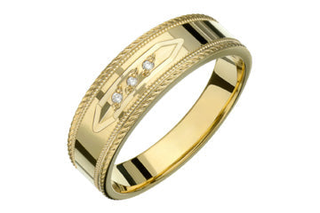 3/100 Carat Yellow Gold 14kt Diamond Wedding Band Alain Raphael